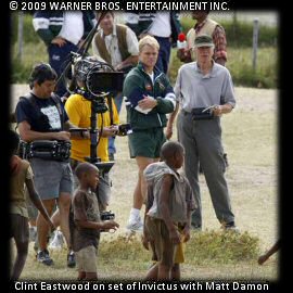 Clint Eastwood on set with Matt Damon